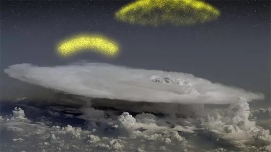 Artist's concept of antimatter produced by a thunderstorm | Credits: NASA Goddard Space Flight Center